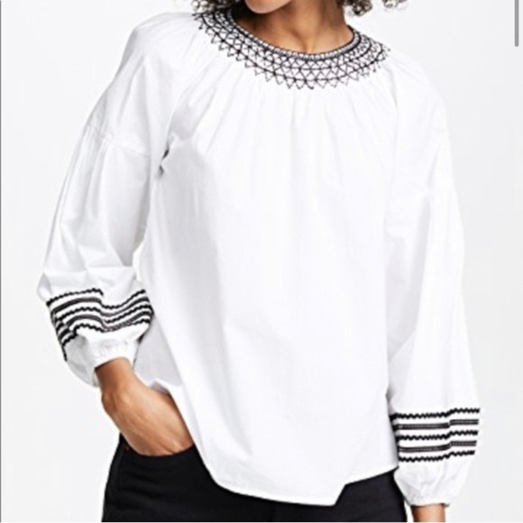 Joie Ghada Smocked Top Black and White Size Small - Picture 10 of 10